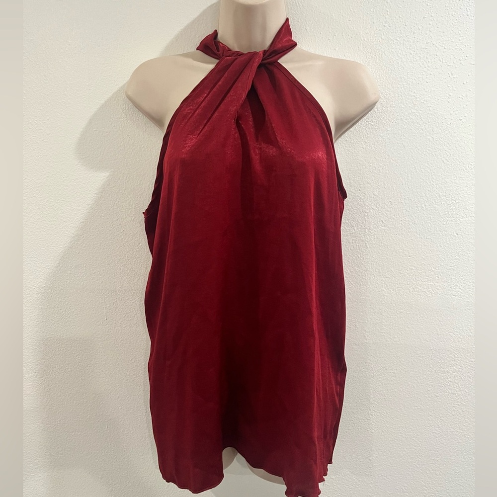 New Deep Red Large Sleeveless blouse